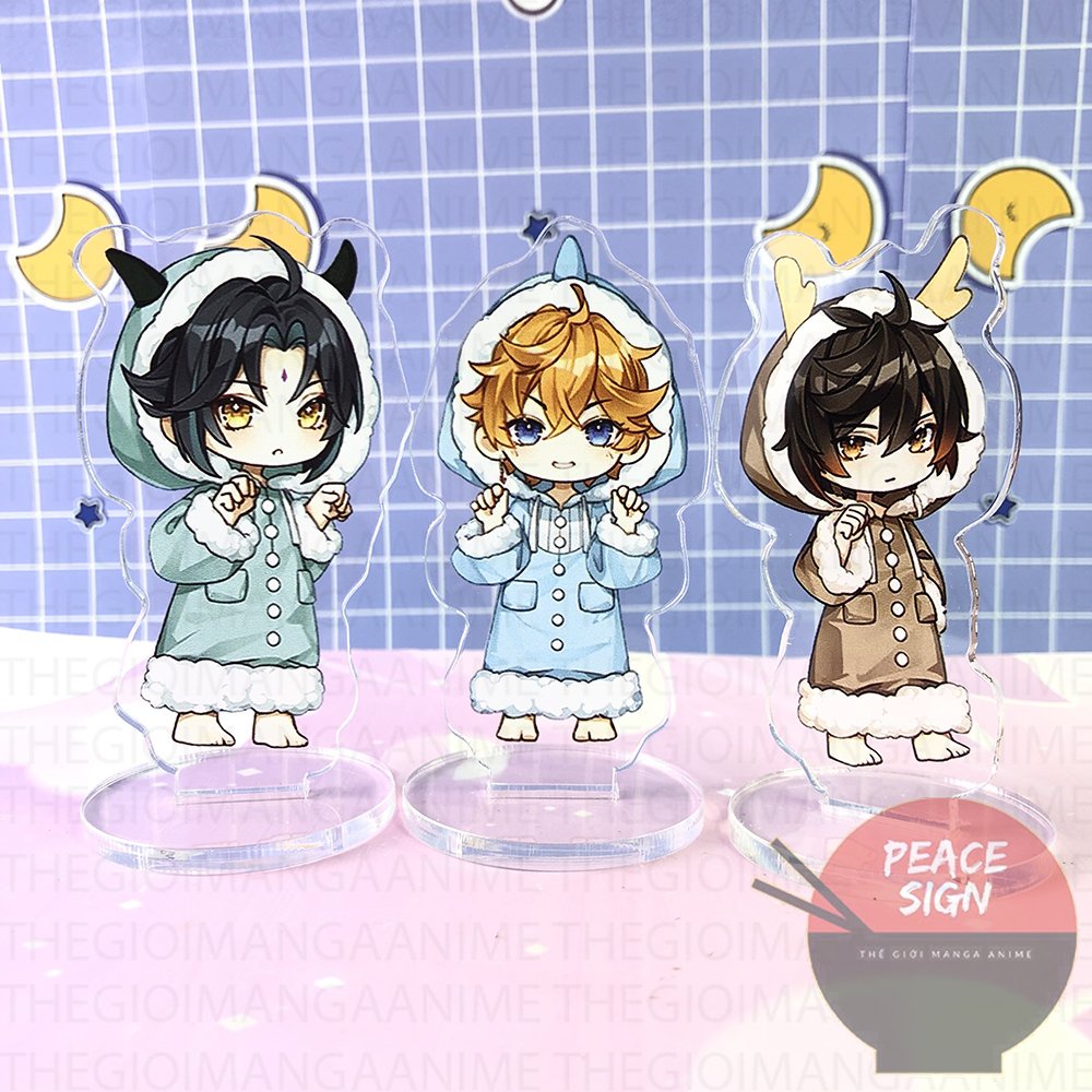 Mô hình Standee Mini GENSHIN IMPACT ver ĐỒ NGỦ tượng acrylic standee game mica chibi trang trí trưng bày