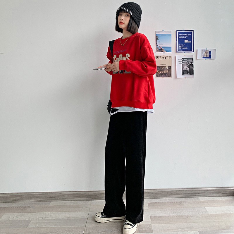 IELGY Quần Dài Lưng Cao Dáng Rộng Thời Trang Cho Nữ