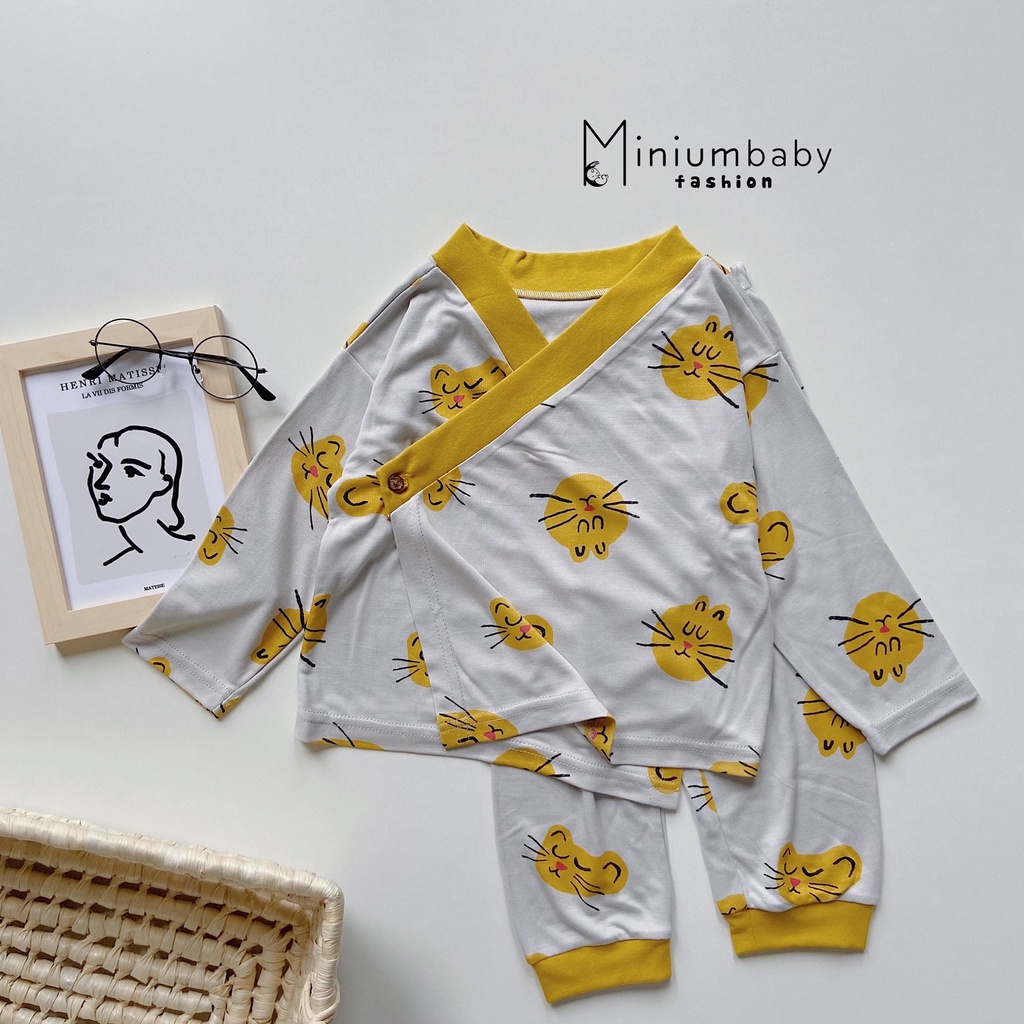 Bộ yukata cho bé trai, bé gái chất liệu cotton mềm mại Minium, set ngủ cho trẻ em-SB1066