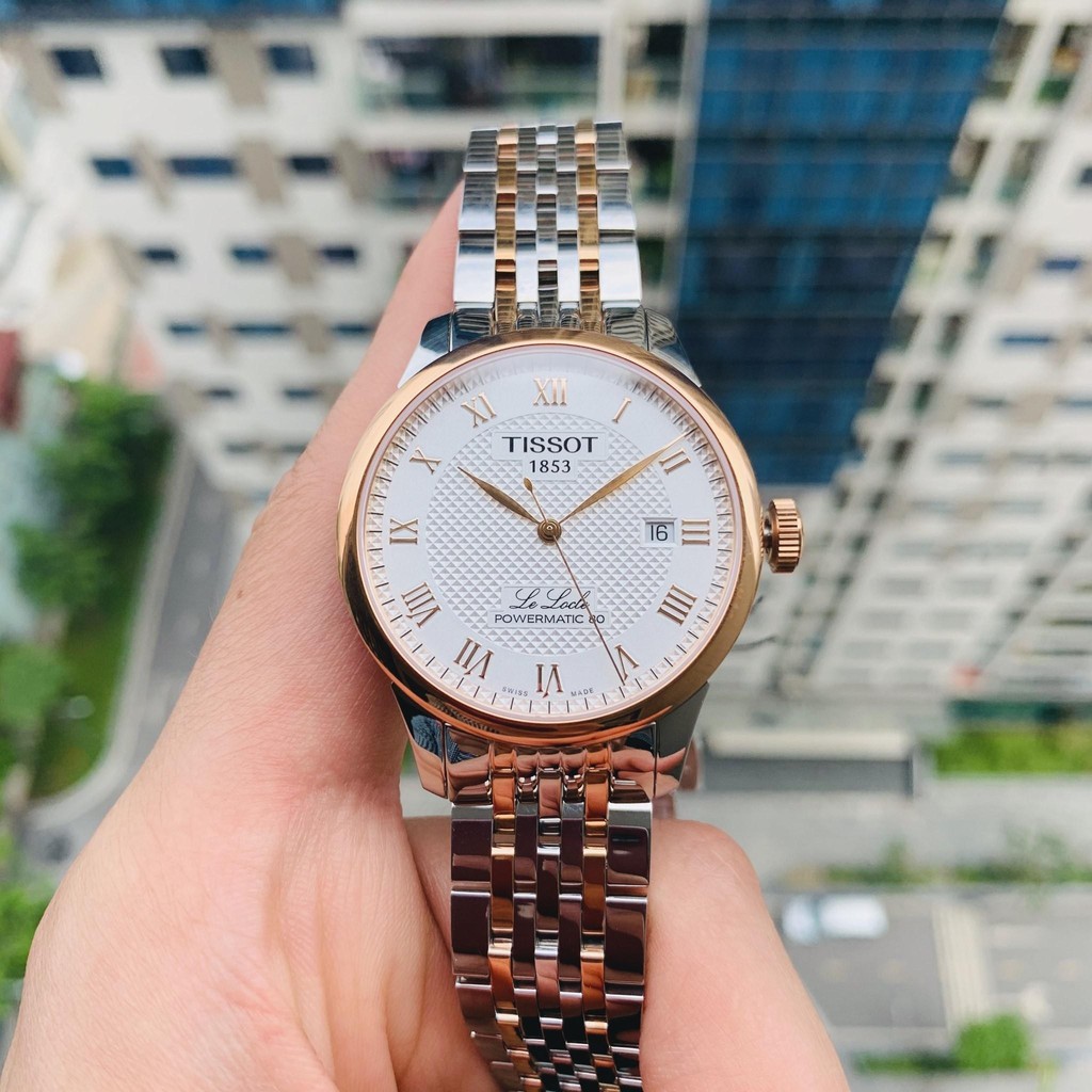 Đồng Hồ Tissot 1853 Nam cơ tự động LE LOCLE POWERMATIC mặt trắng, dây kim loại, kính shapphire T006.407.22.033.00