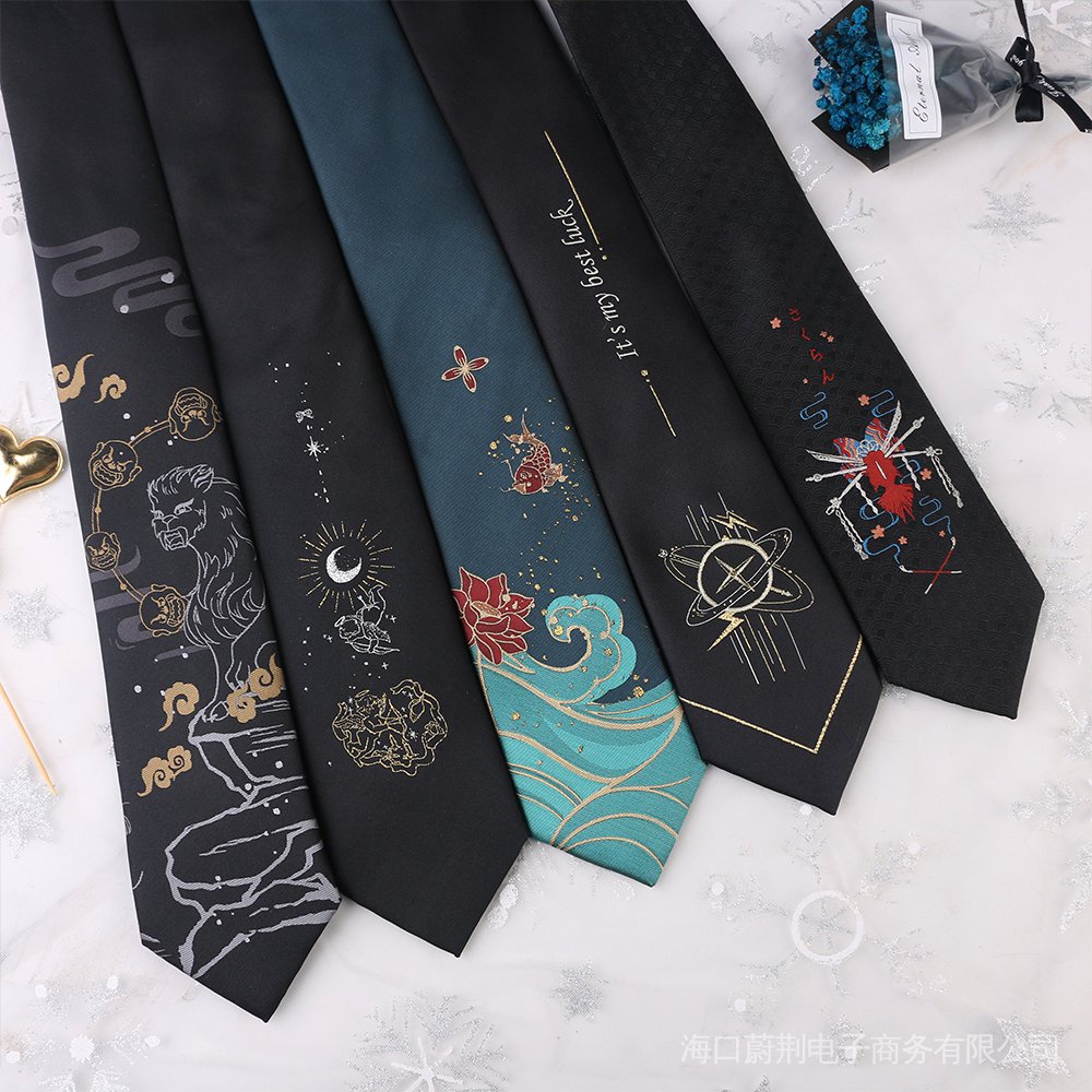 Cà Vạt Nhỏ Màu Đen/Vàng/Bạc Phong Cách Preppy Cho Nam Và Nữ