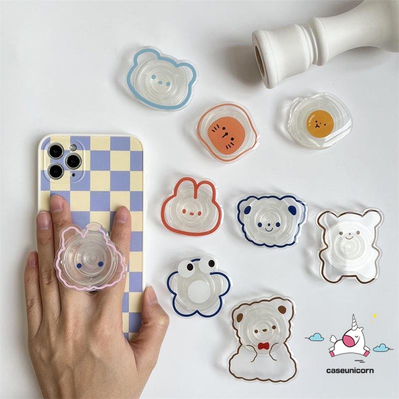 Giá Đỡ Điện Thoại Dạng Nhẫn Đeo Ngón Tay Hình Động Vật Hoạt Hình Bóng Trong Suốt Có Thể Mở Rộng