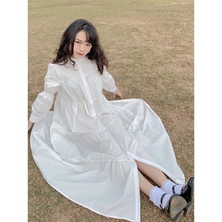 Đầm babydoll trắng dài
