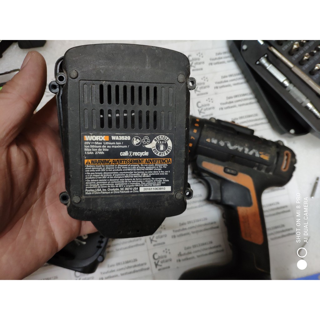 Đế chuyển pin máy khoan, vit WORX 20V  sang dùng hộp pin cài Makita