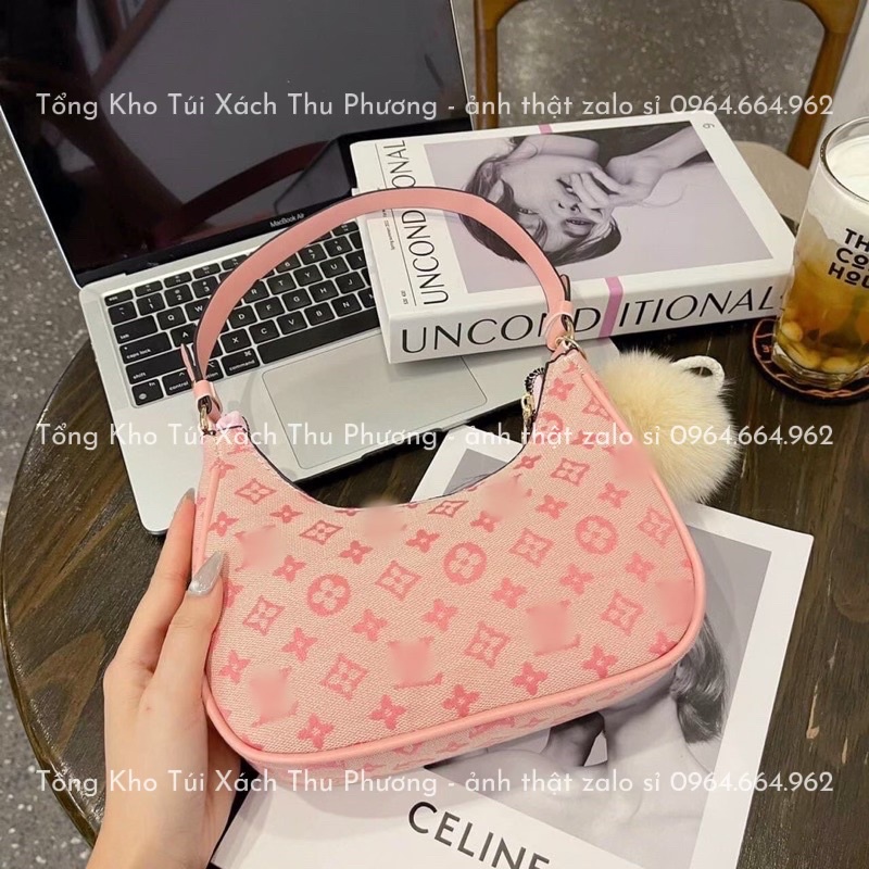 Túi kẹp nách, túi đeo vai nữ họa tiết L.V cá tính đi làm, đi chơi siêu sang chảnh - không kèm bông (ảnh thật)