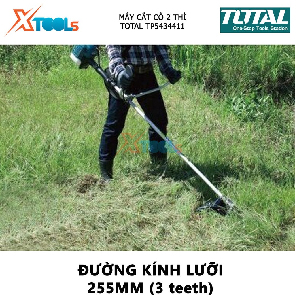 Máy cắt cỏ 2 thì TOTAL TP5434411 máy cắt cỏ dùng xăng tốc độ tối đa 9000 vòng / phút, Đường cắt tối đa 420mm, 2,4mmx4m