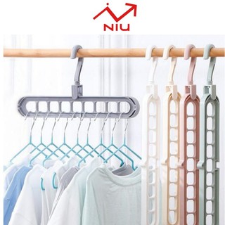 Móc treo quần áo đa năng 9 lỗ, móc nhựa treo đồ cao cấp tiện dụng Niulife