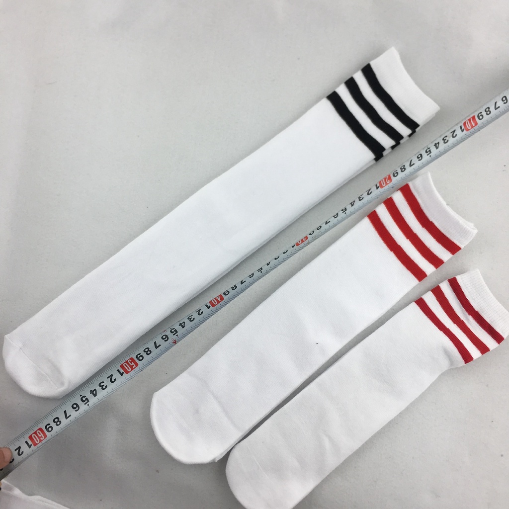 Tất/Vớ Vải Cotton Cao Cấp 35cm Và 50cm Qua Đầu Gối Họa Tiết Kẻ Sọc Phong Cách Thể Thao, Hàn Quốc - Iclassy_shoes