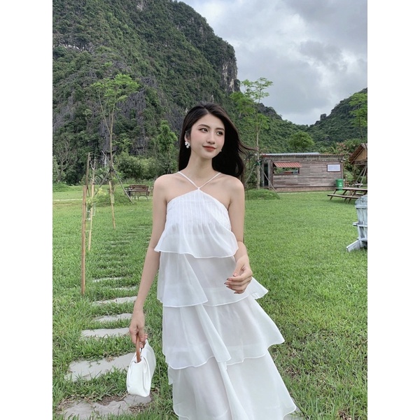 Váy maxi nhiều tầng cổ yếm ELVY DESIGN