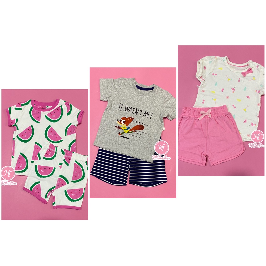 (Size 12m) Đồ bộ ngắn cho bé trai bé gái size 8-10kg