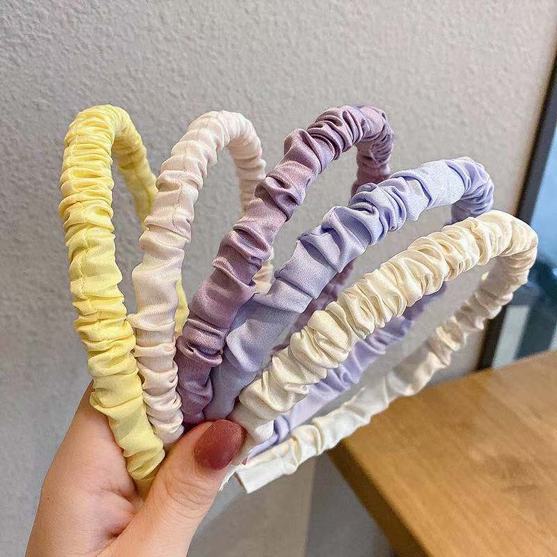 Băng Đô Xếp Ly Chất Liệu Satin Màu Kẹo Ngọt Thời Trang 2023 Cho Nữ