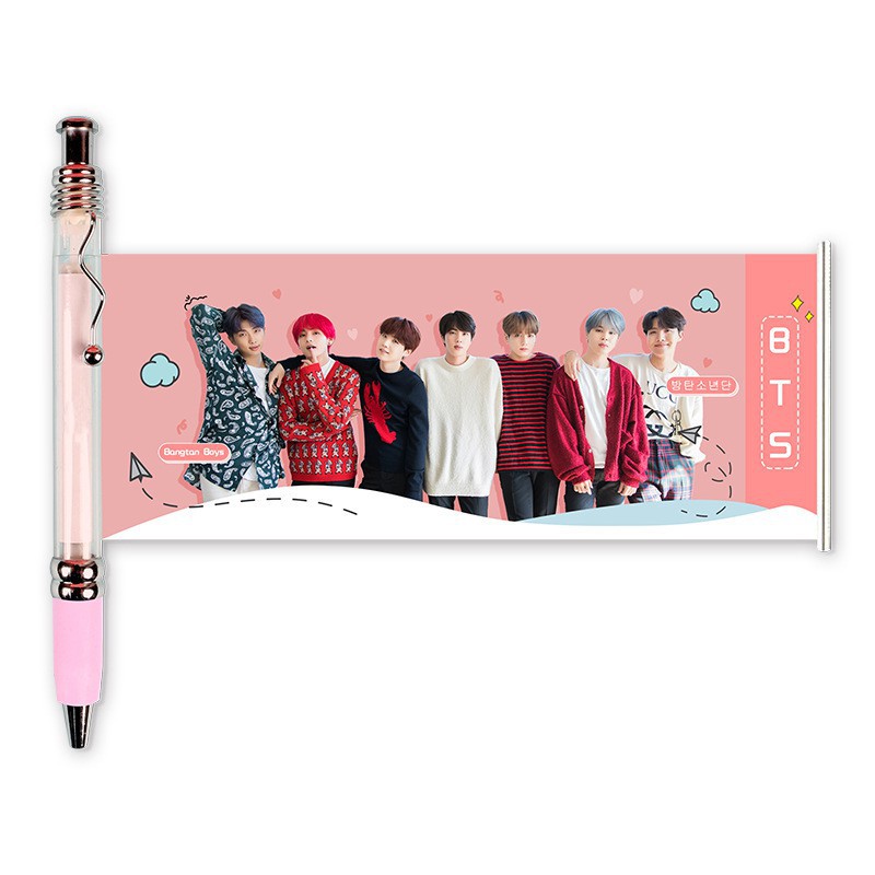 Combo đồ 8 món BTS hình dán sticker chữ kí nhẫn titan quạt chibi bookmark huy hiệu bút kéo quà tặng xinh xắn