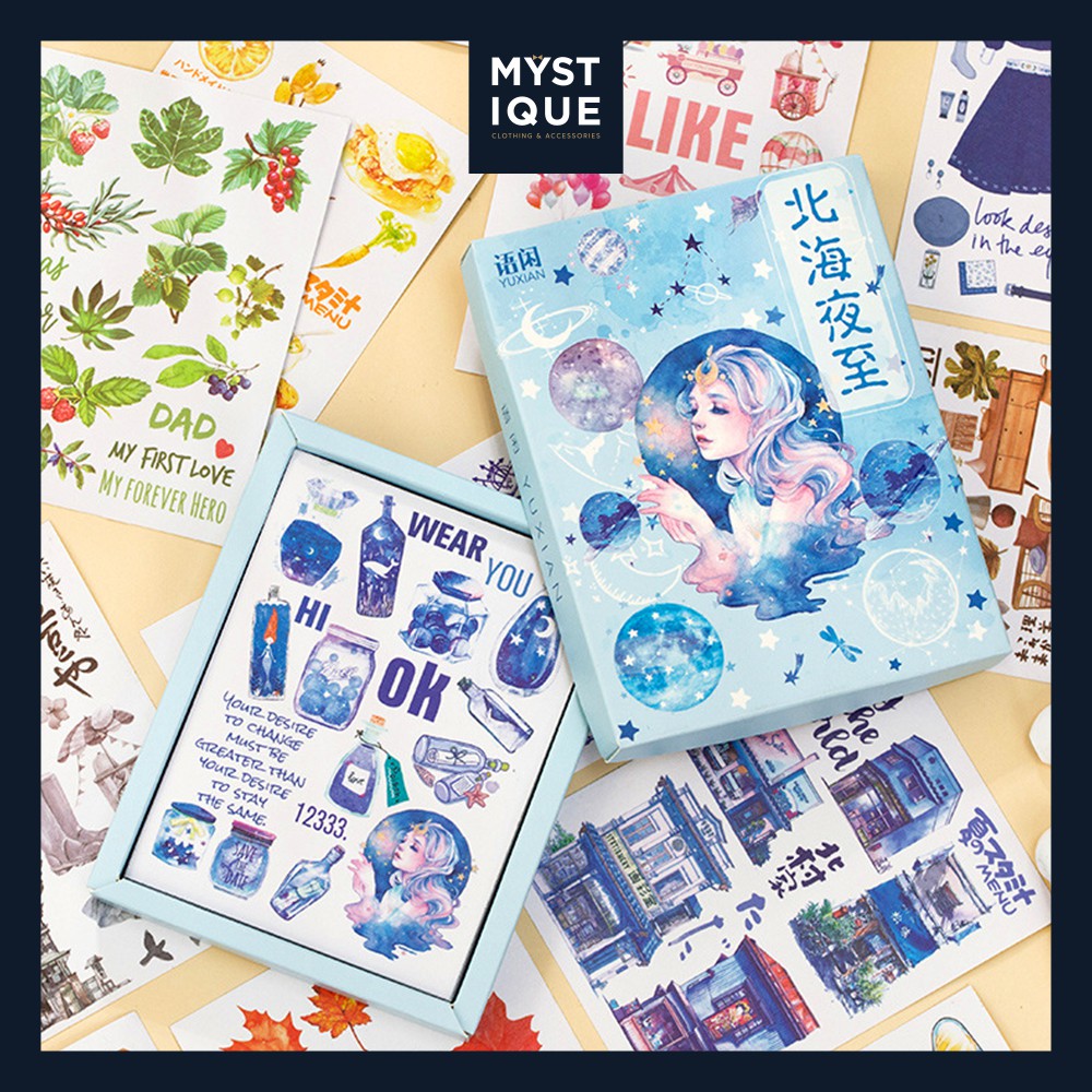 Hộp 500 Sticker dán trang trí sổ tay Angel Style Bullet Journal khổ A6, đa phong cách - MYSTIQUE STO