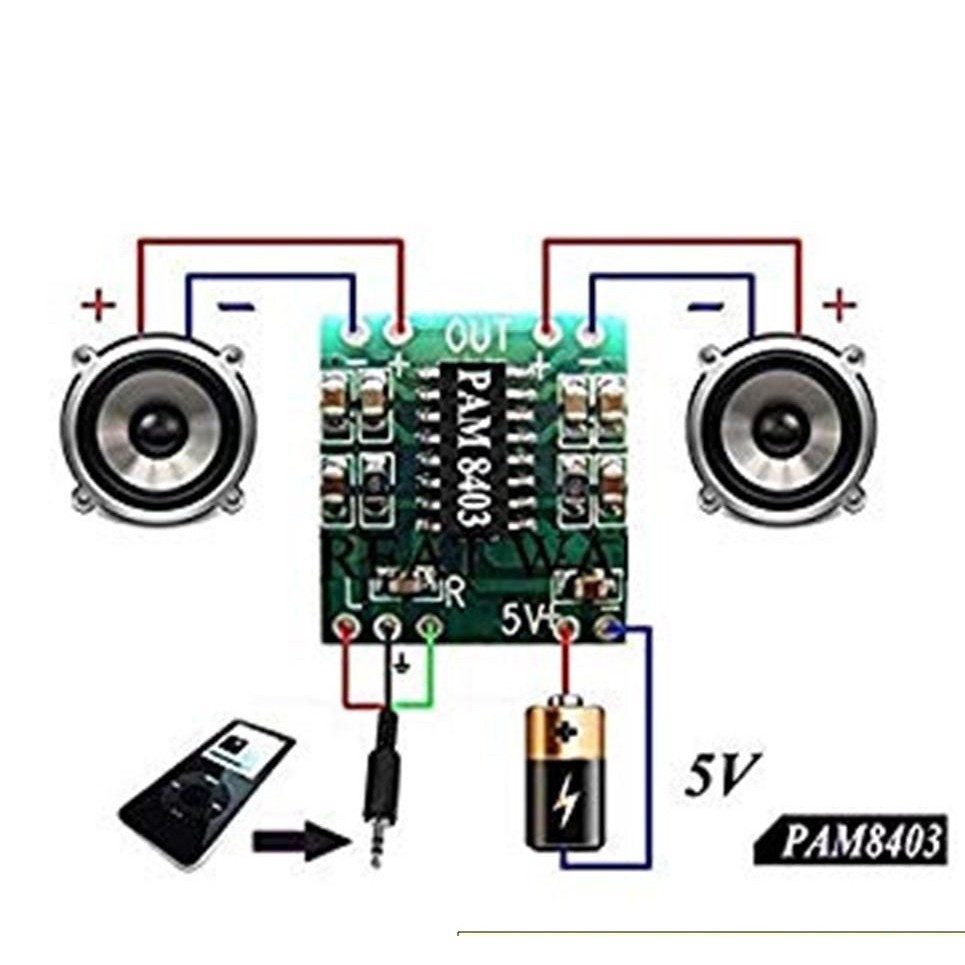 Modul Khuếch Đại Âm Thanh PAM8403 6W Hifi 2.0 Class D - Tự học Arduino