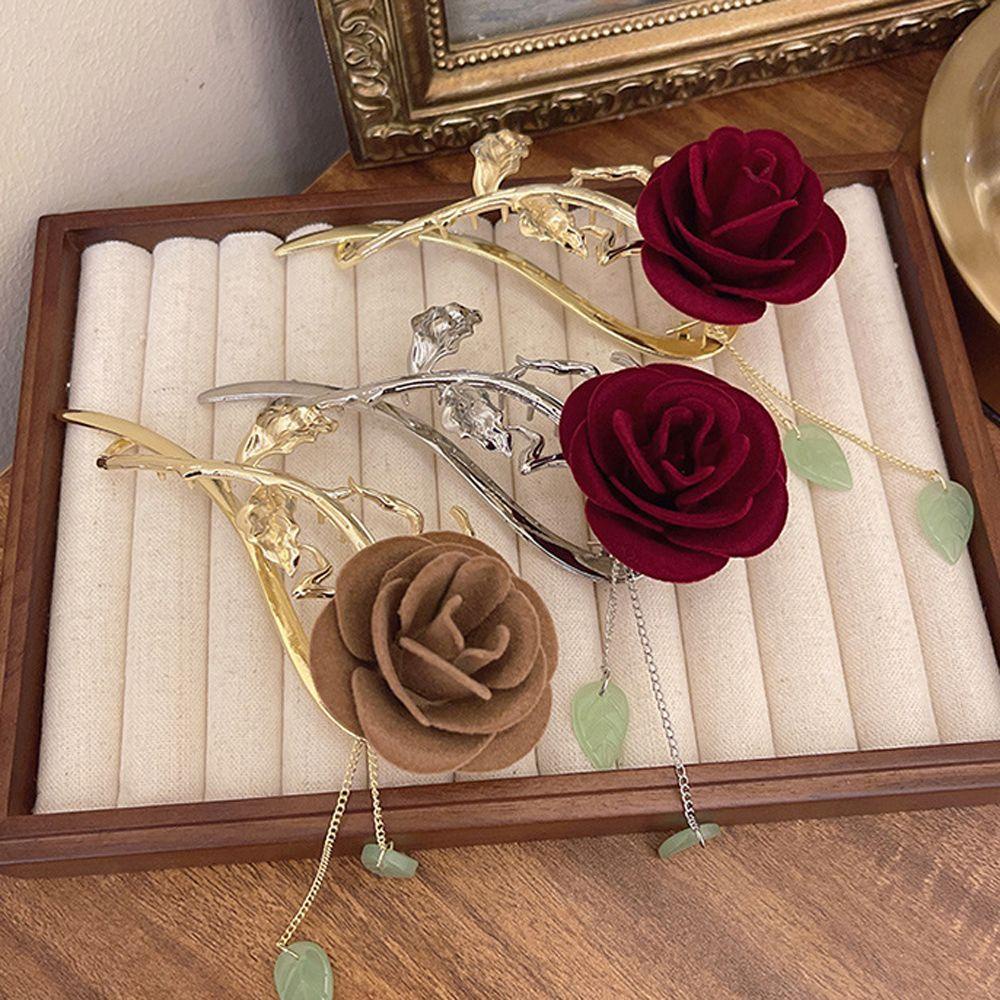 Kẹp Tóc Hình Hoa Hồng Phong Cách Pháp Sang Trọng Cho Nữ