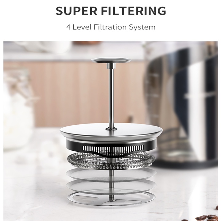 [GIÁ SỐC - HÀNG CHÍNH HÃNG] Bình pha cà phê kiểu Pháp French Press nhãn hiệu Shardor FP515S - Dung tích: 1000ml