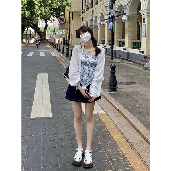 Porozi  Áo Sơ Mi Trắng Tay Dài Chống Nắng Phong Cách Hàn Quốc