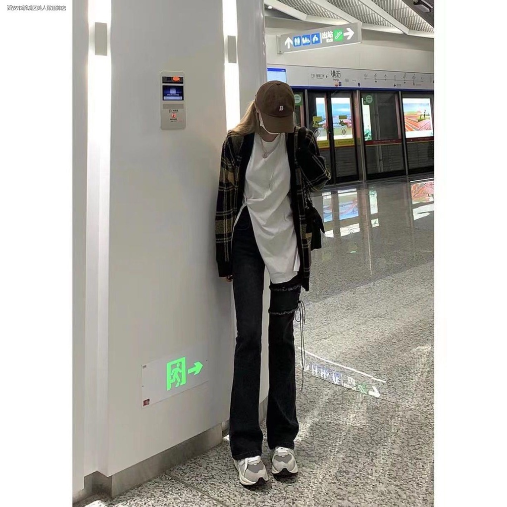 Quần dài lưng cao thiết kế cột dây phong cách đường phố cá tính thời trang thu đông cho nữ