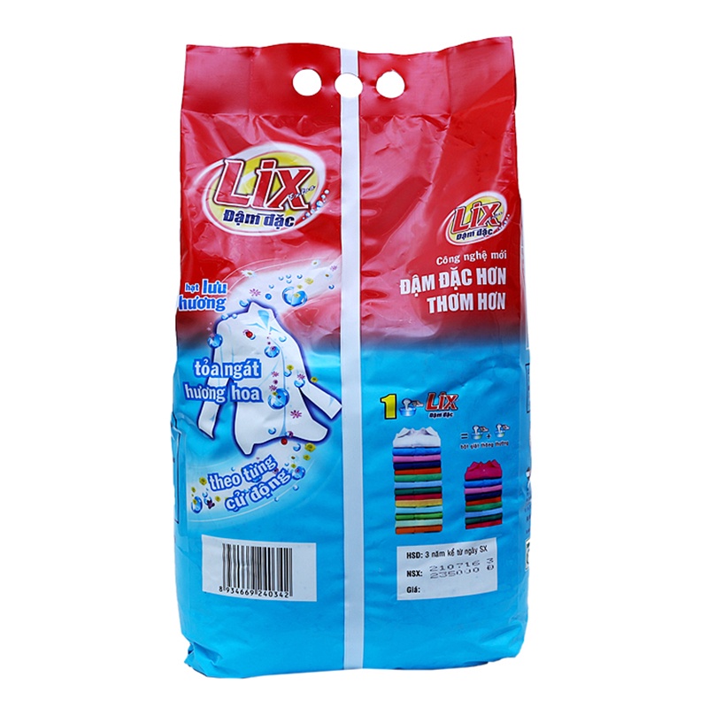 Bột giặt Lix Extra đậm đặc 3Kg - Tẩy sạch vết bẩn mạnh gấp 2 lần