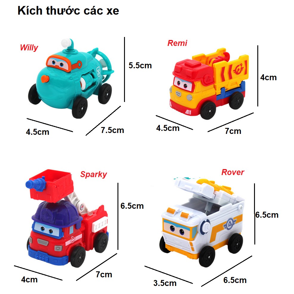 Đồ chơi trẻ em đội bay siêu đẳng super wings mini Willy Sparky Remi Rover mô hình cỡ nhỏ bằng nhựa cao cấp