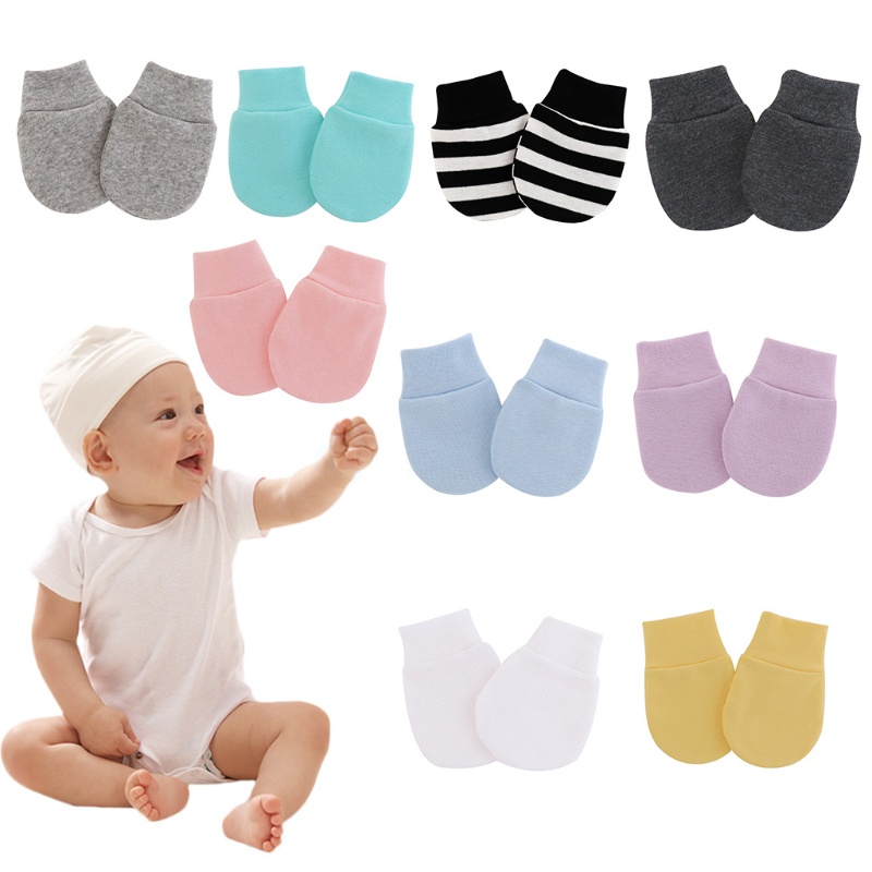 Đôi găng tay cotton mềm chống trầy xước bảo vệ cho bé sơ sinh