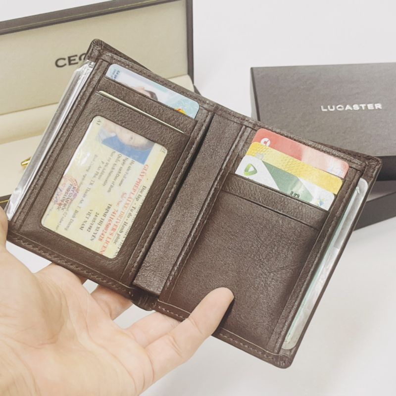 Ví nam da nappa cao cấp khắc tên theo yêu cầu phong cách thời trang công sở có dây kéo  BH 12 tháng