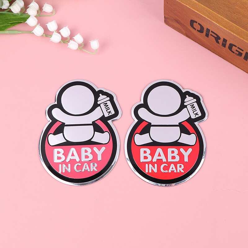 Tem Dán BABY IN CAR Bằng Nhôm Dập Nổi Trang Trí Ô Tô