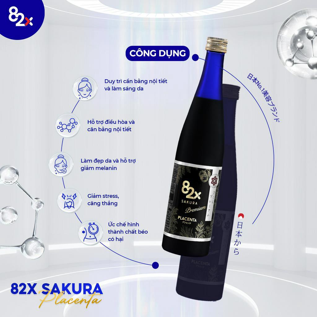 Bộ 3 &quot;BẢO BỐI&quot; Của Mẹ Sau Sinh, Combo 3 Chai 82x: Sakura Placenta + Placenta + Sakura Placenta (500ml/Chai) Nhật Bản