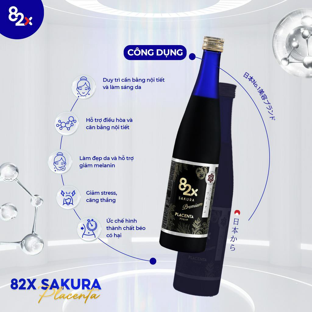 Bộ 3 "BẢO BỐI" Của Mẹ Sau Sinh, Combo 3 Chai 82x: Sakura Placenta + Placenta + Sakura Placenta (500ml/Chai) Nhật Bản