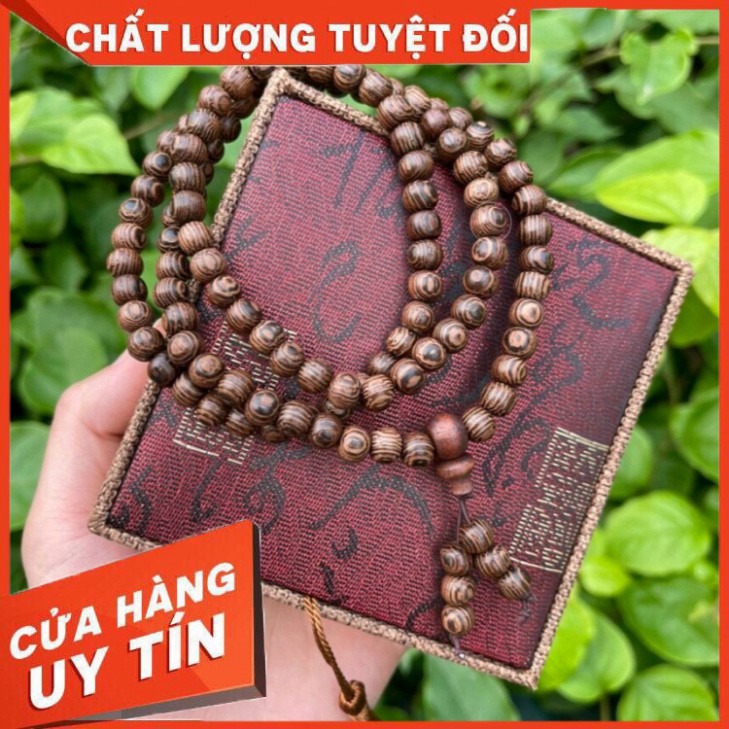 Trầm Hương Vòng Tay Trầm Hương Chuỗi Tràng Hạt 108 Trầm Cao Cấp 100% tự nhiên mùi thơm của Trầm [ Tặng hộp Gấm cao cấp ]