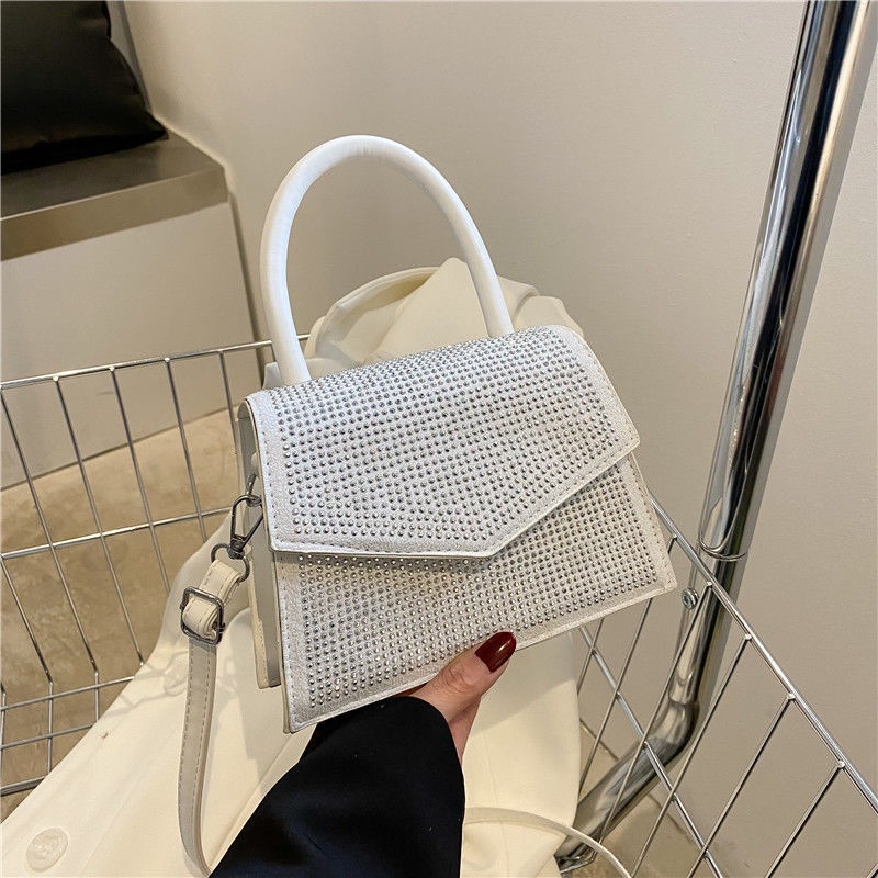 Túi Đeo Chéo Hình Vuông Đính Đá Lấp Lánh Thời Trang Sang Trọng Cho Nữ