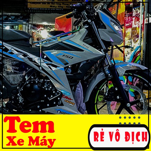 Tem Trùm Xe Satria 🍀 FREESHIP 🍀 Xanh Bạc Thể Thao