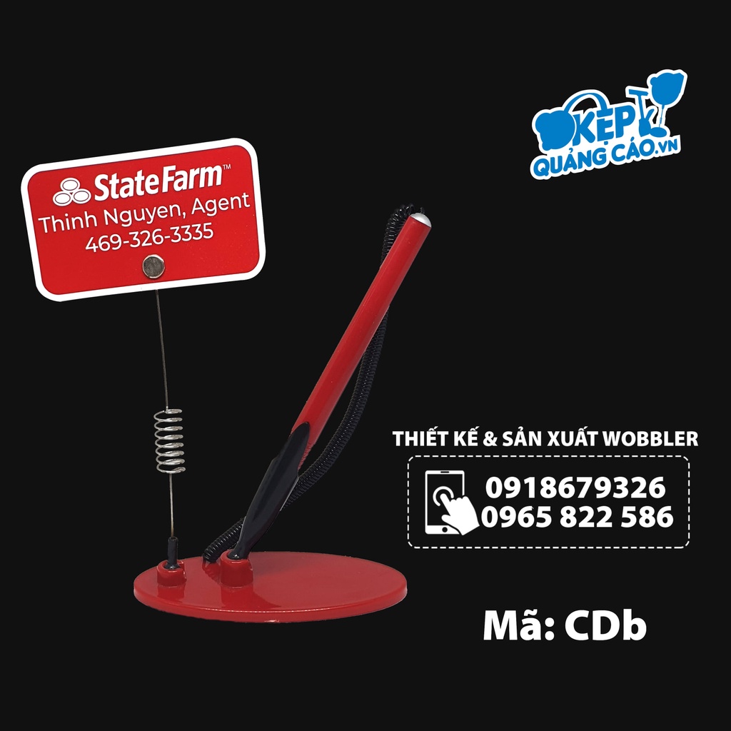 Chân đế bút bi - Wobbler để bàn có gắn bút bi - Kẹp để bàn bút bi - Màu: xanh dương, xanh lá, đỏ -  CD BÚT