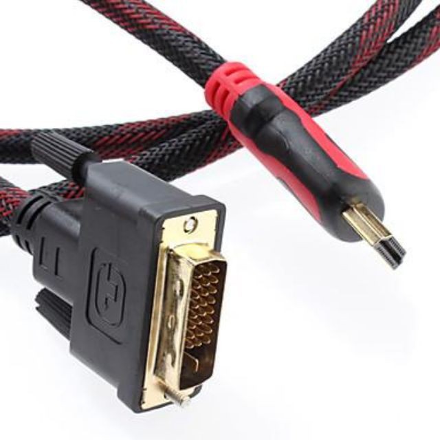 Combo 10 Dây Cáp Tín Hiệu DVI 24+1 Sang HDMI dài 1.5m Bọc Lưới Chống Nhiễu