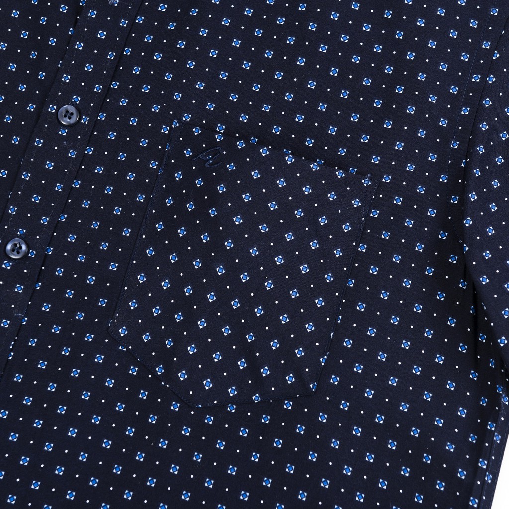 Áo Sơ Mi Nam Công Sở Trung Niên Anton Xanh Tím Than Ngắn Tay Vải Cotton Họa Tiết Hoa Nhí – 809