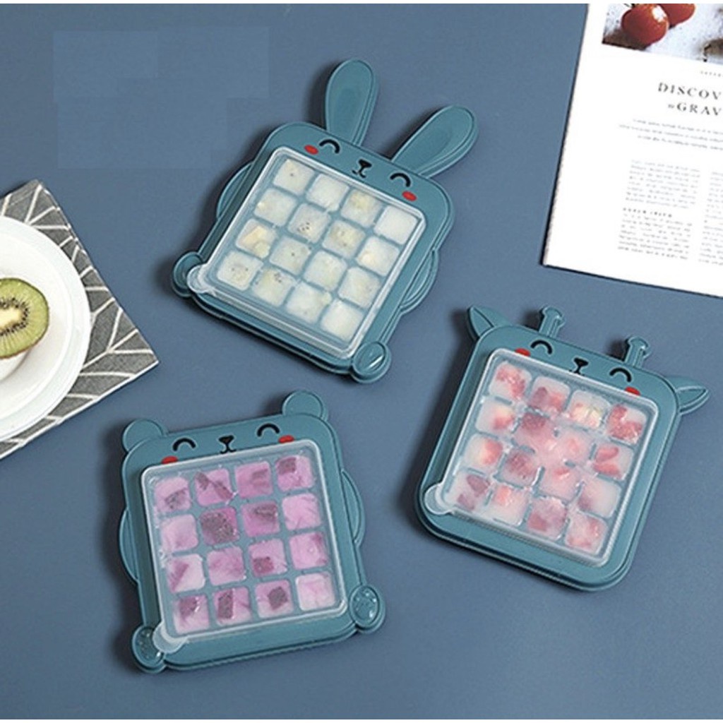 Khay đá nhựa làm đá thạch hoa quả rau câu làm kem trữ đông đồ ăn dặm cho bé hình thỏ MiibooShi D2.081.HO