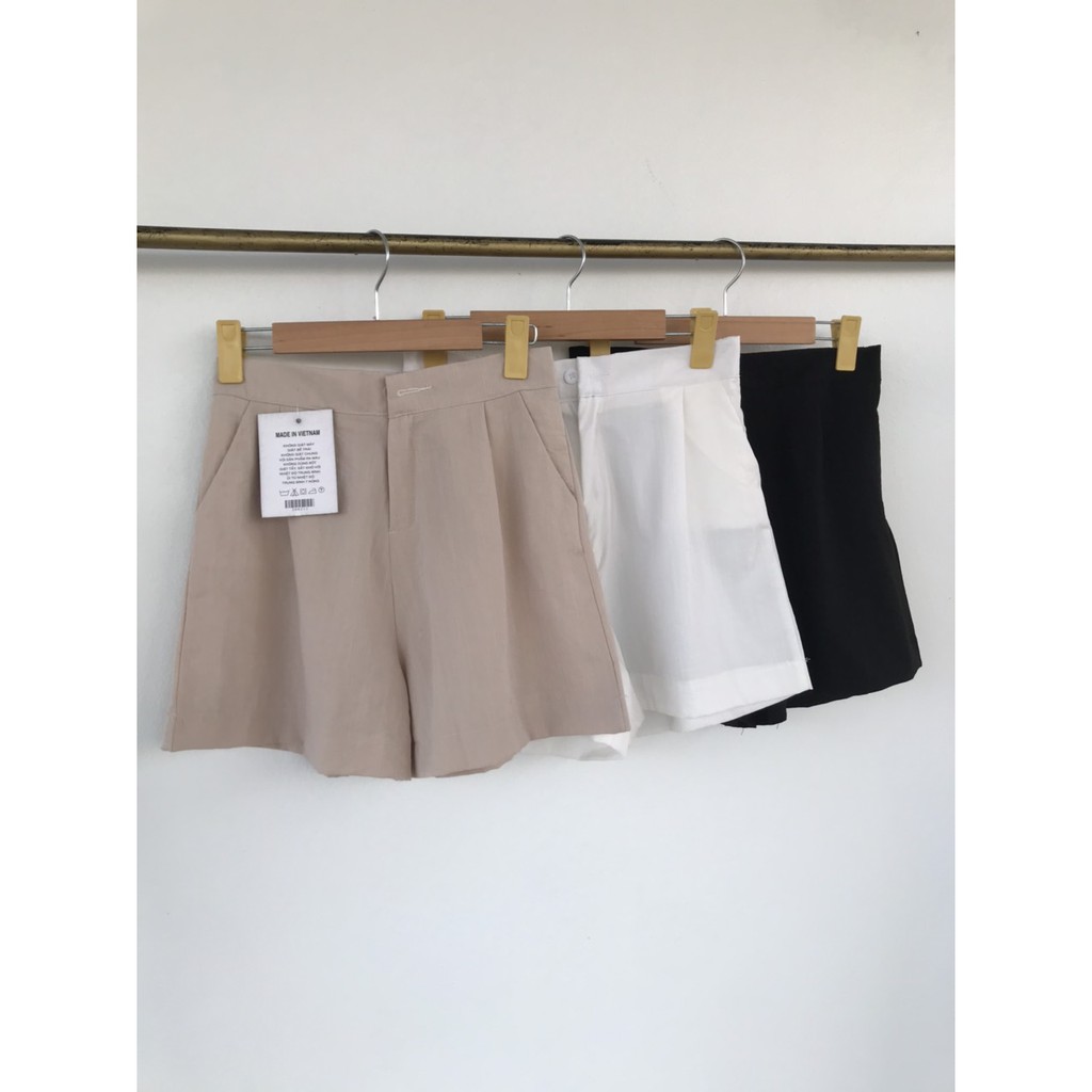 Set áo Sơ Mi Đũi dài Tay Mix Quần Short Trắng M037 Siêu Xinh
