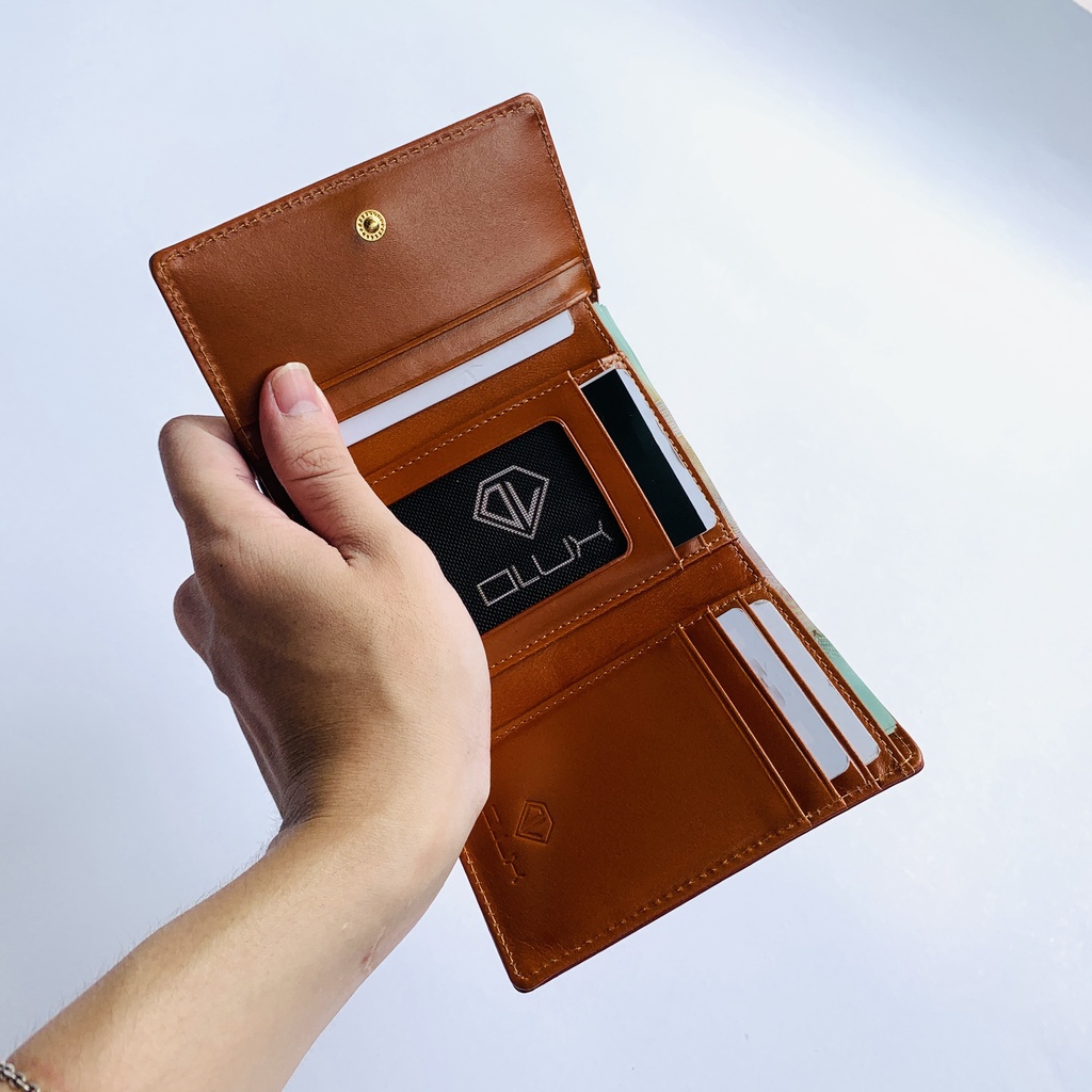 Ví nữ mini, ví da thật mini ba gấp LISA da nhập khẩu - thời trang OLUX