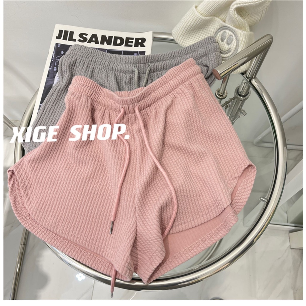 Quần Short Thể Thao Dây Rút Ống Suông Rộng Phong Cách Hàn Quốc 4 Màu Cho Nữ