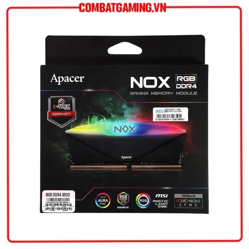 Ram Máy Tính Apacer Nox DDR4 8GB 3200 RGB - Hàng Chính Hãng Npp NWH