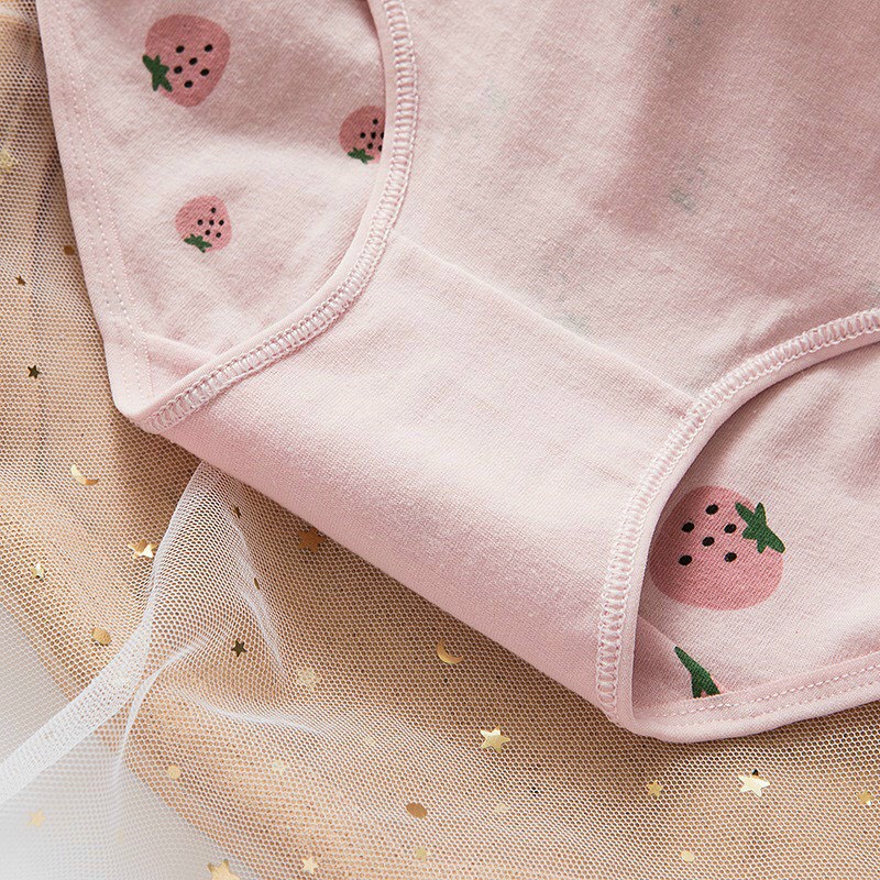 Combo 5 Quần Lót Nữ Cotton Cute Dễ Thương Hình Dâu hồng Siêu Hot