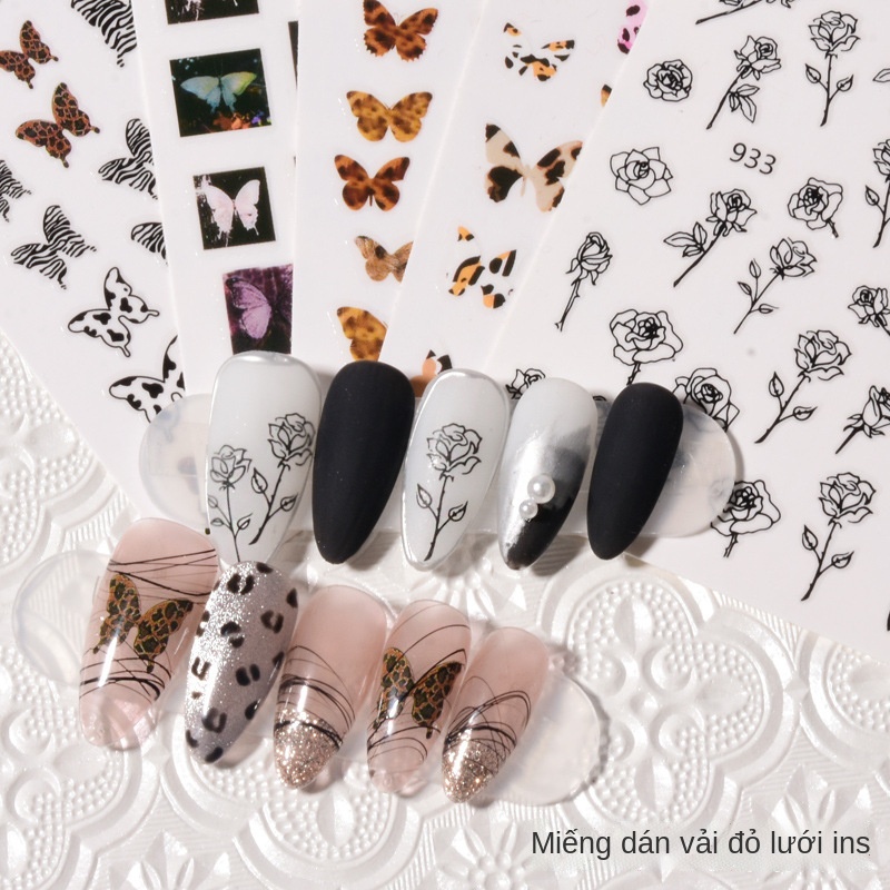 Sticker nail Hình con bướm Màu Da báo