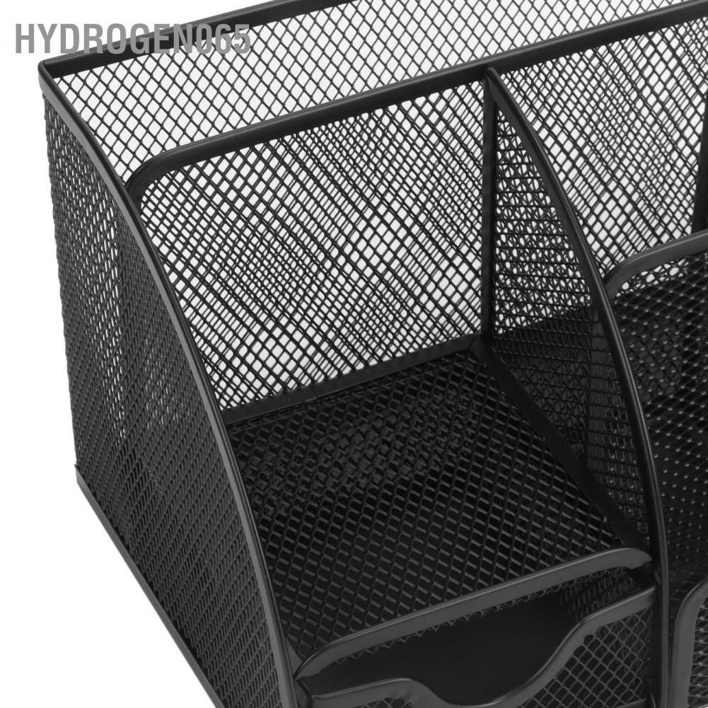Hydrogen065 Giá đỡ lưu trữ bút lưới cho máy tính để bàn 7 ngăn Màu đen đa chức năng văn phòng chắc chắn tại nhà