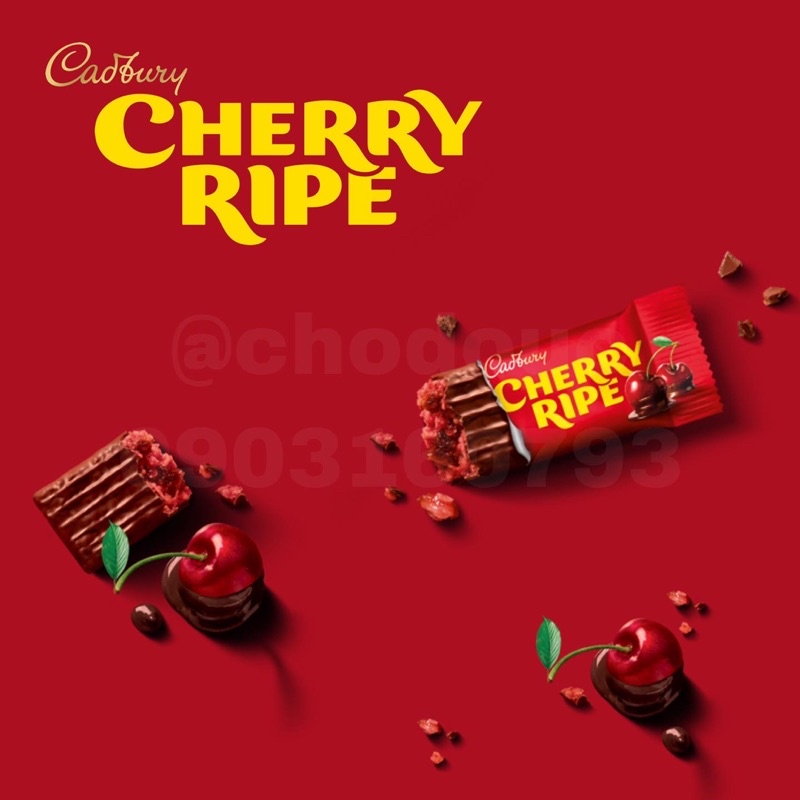 Chocolate cherry nhân dừa CADBURY Cherry Ripe túi 12 thanh 180g - nhập Úc 🇦🇺