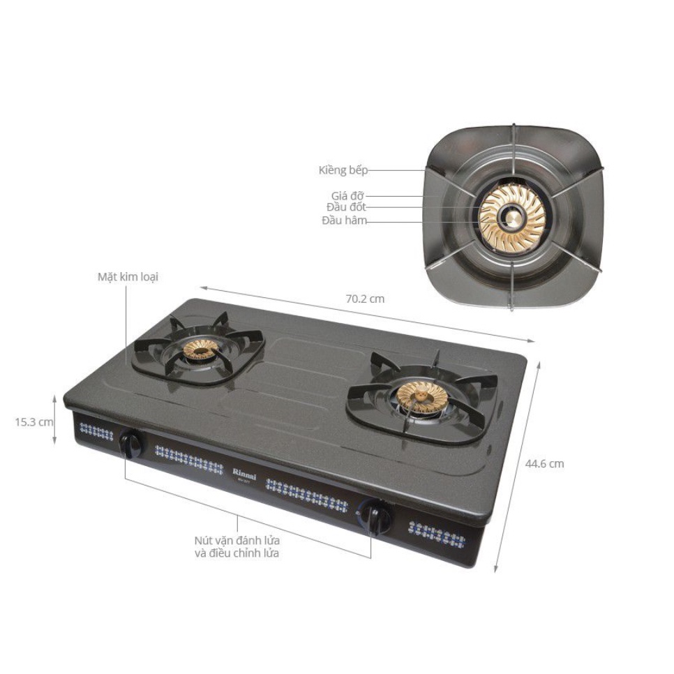 Bếp gas đôi mặt men Rinnai RV-375G(N),HÀNG CHÍNH HÃNG,MỚI 100%,BẢO HÀNH 2 NĂM