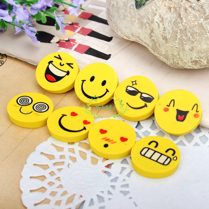 Cute smiley face Eraser Creative cartoon Anime Student circle❤Yimi❤