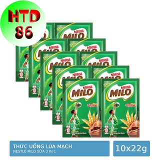 Dây 10 gói Thức uống lúa mạch Milo sữa 3in1 (22g/gói)