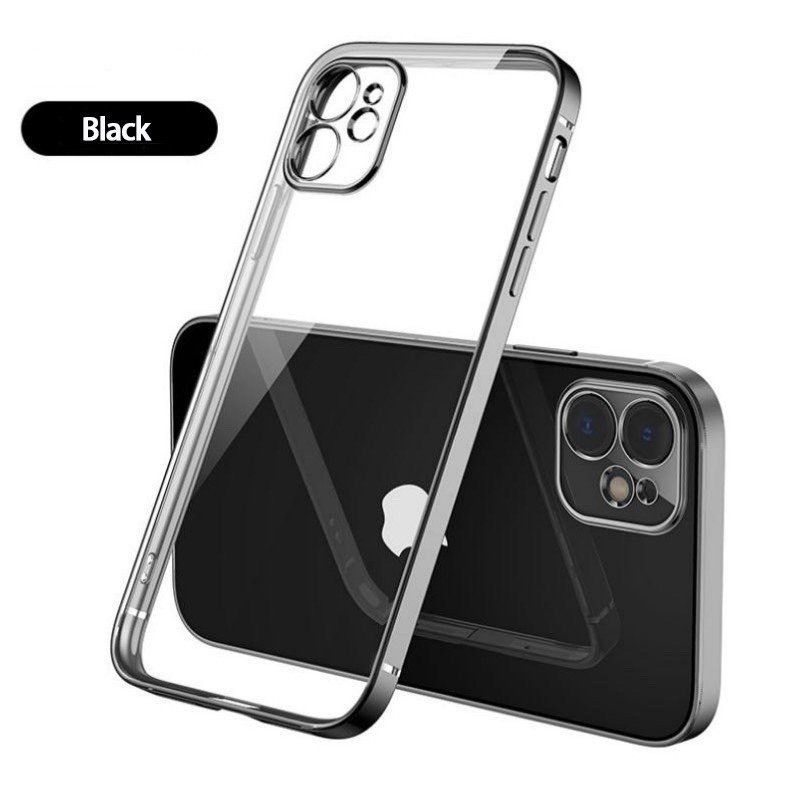 Ốp iphone - Ốp Lưng Trong Dẻo Giả Viền Vuông Mạ Màu iphone 7 Plus 8 Plus X, Xs max, 11, 11 Pro 11 Pro Max 12 12 Pro Max