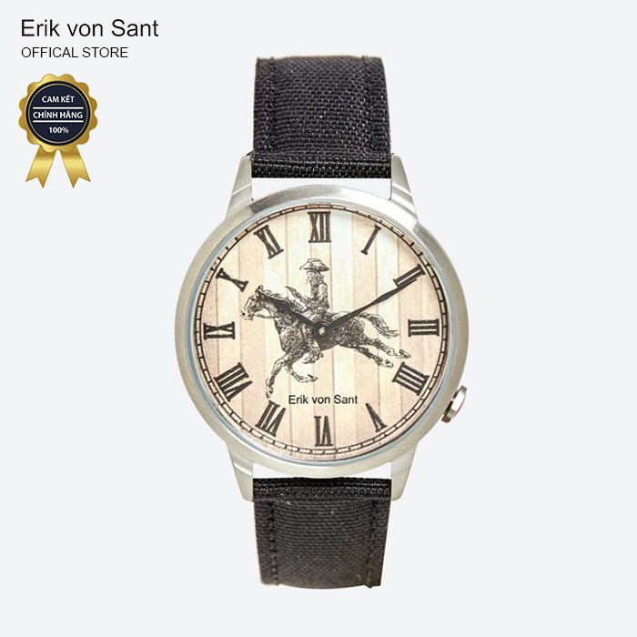 Đồng hồ nam Erik von Sant 003.006.A mặt tròn dây vải phối da 38mm