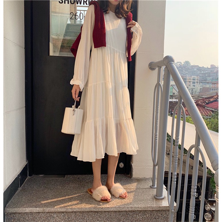 [ORDER] V08_Đầm trắng tay dài vintage